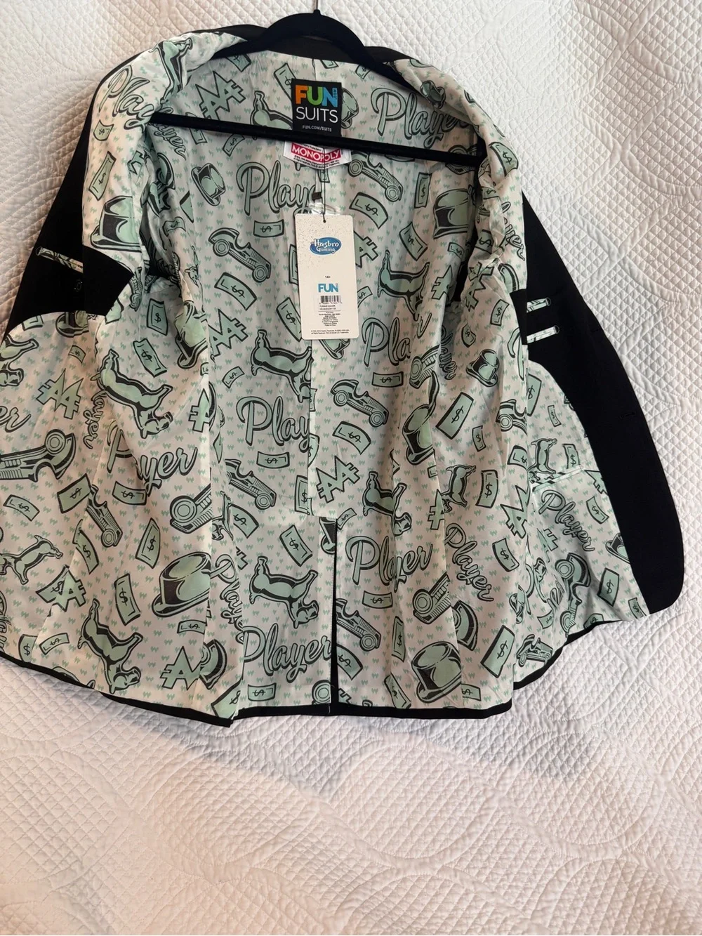 Fun Suits Monopoly Black Blazer Jacket Men’s 48R Hasbro Gaming Party Suit